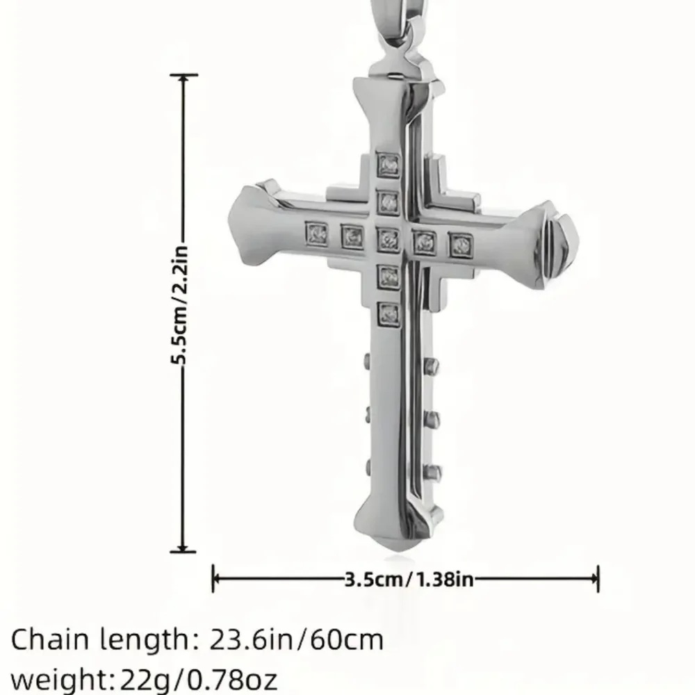 New Men's black cross fashion necklace